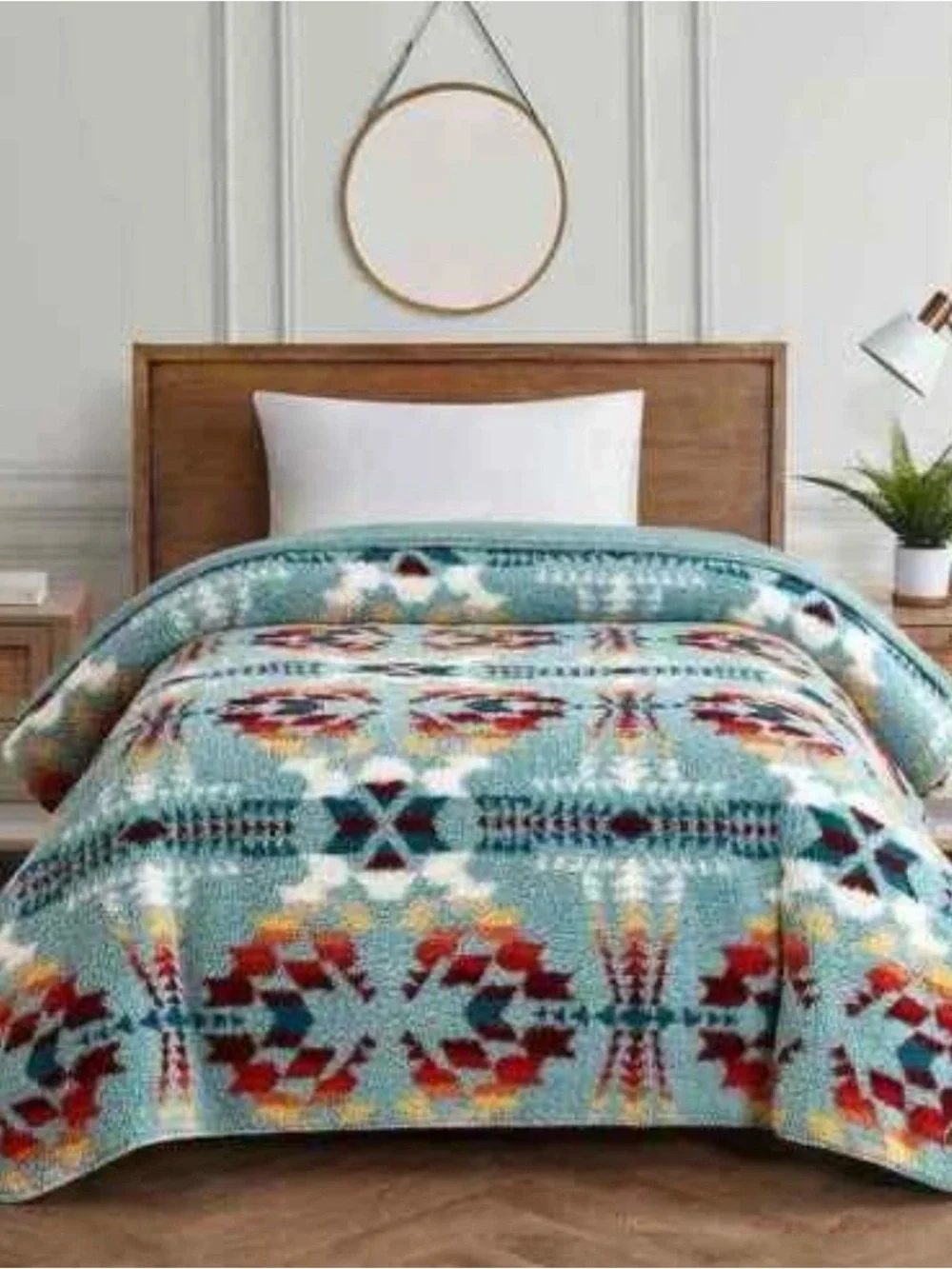 Pendleton Sherpa Fleece Queen Blanket Legend Lake Aqua Sounthwestern Throw